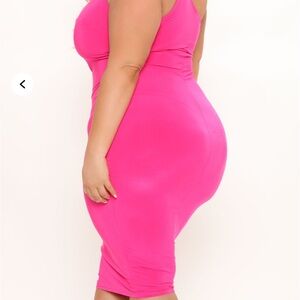 Pink Midi Bodycon Dress with Spaghetti Straps for Night Out